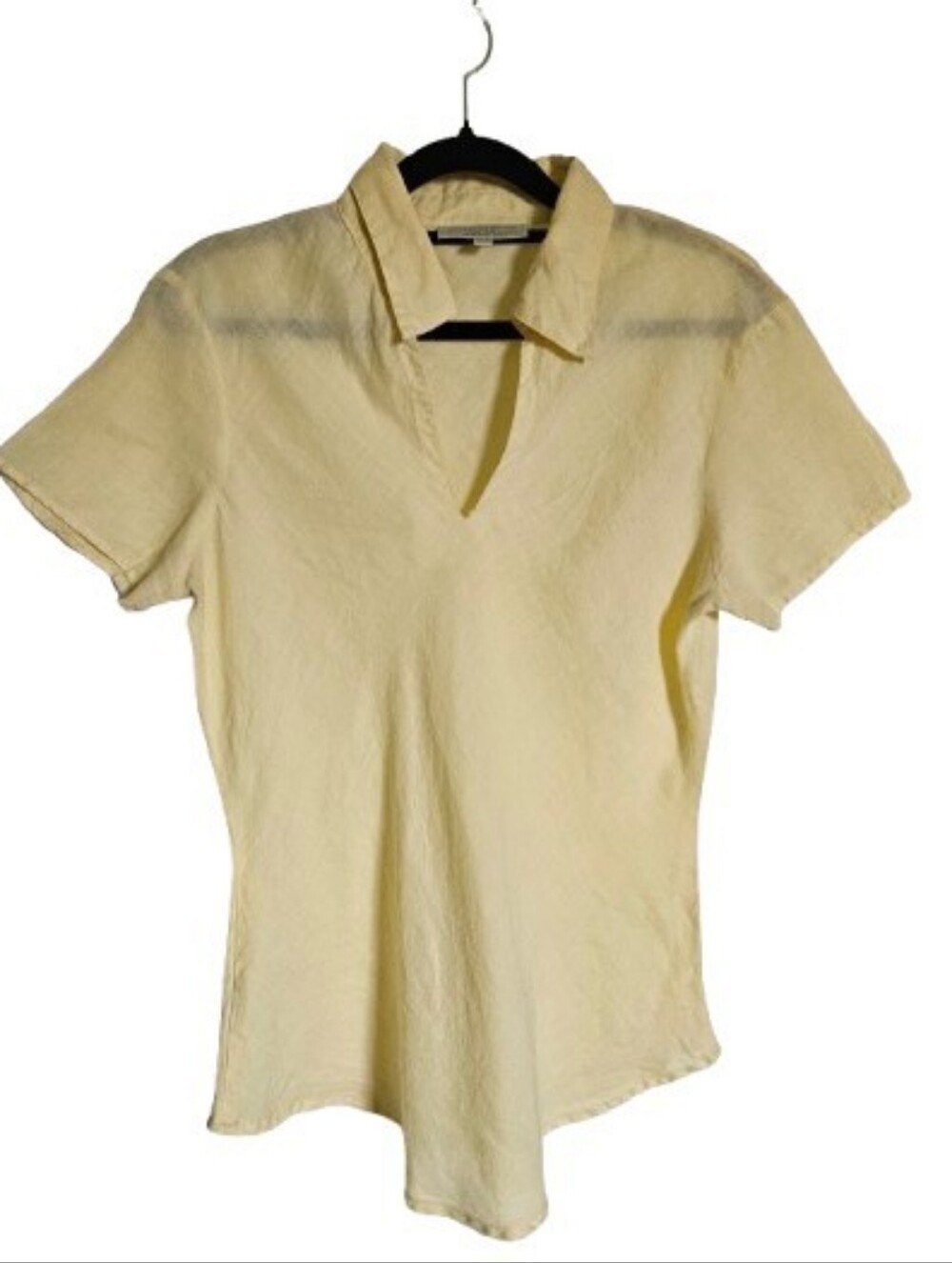 Vintage Beechers Brook - Elegant Pale Yellow Button Down Shirt for Women